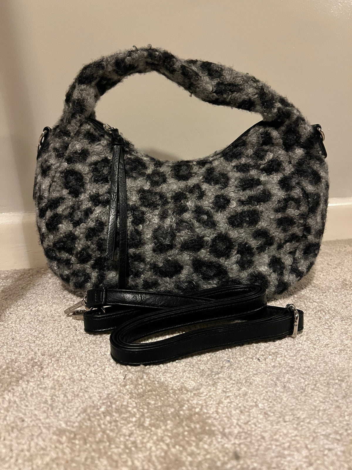 TEDDY ANIMAL PRINT BAG GREY/BLACK