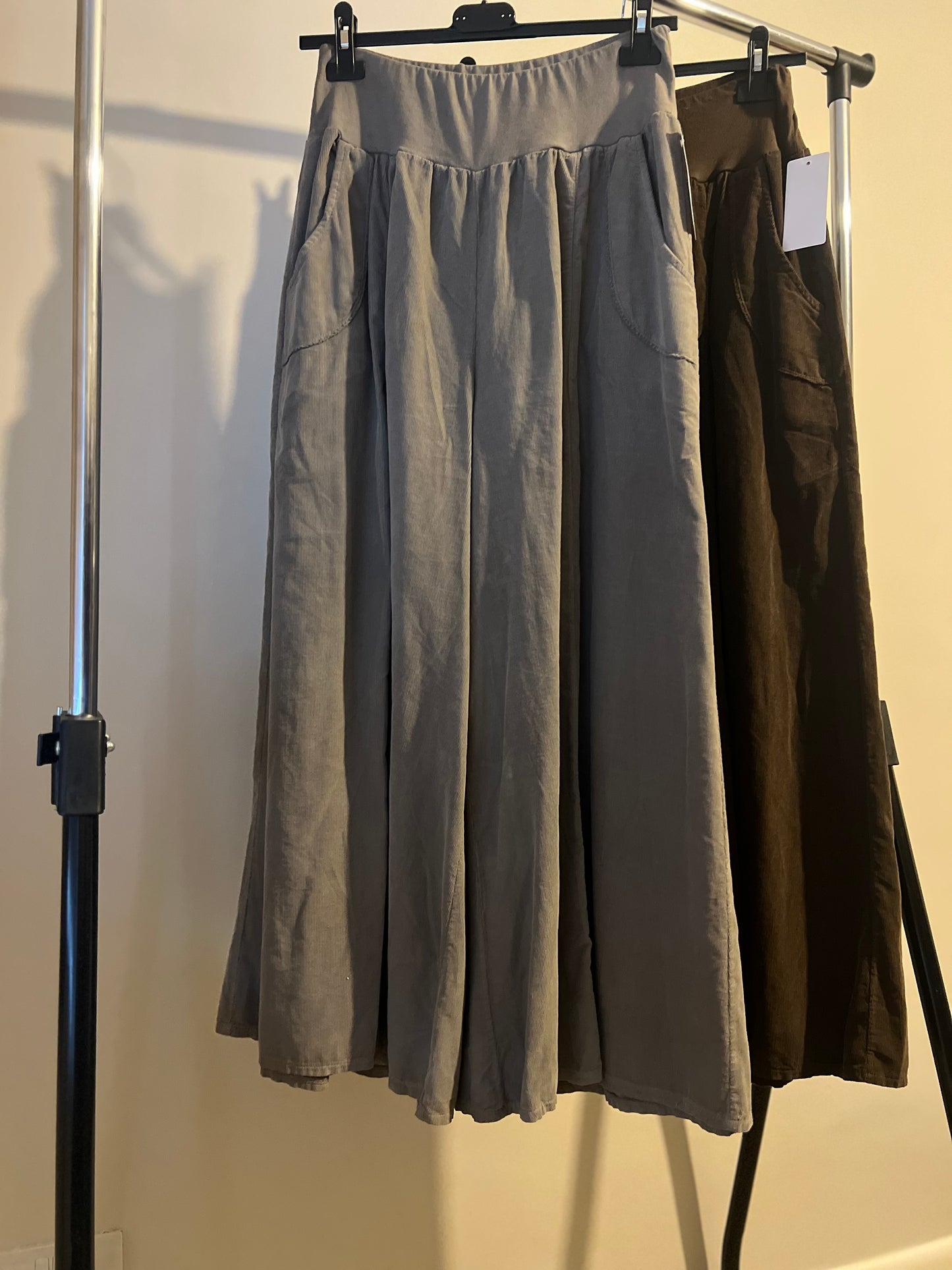 NEEDLECORD WIDE LEG TROUSERS CHOCOLATE