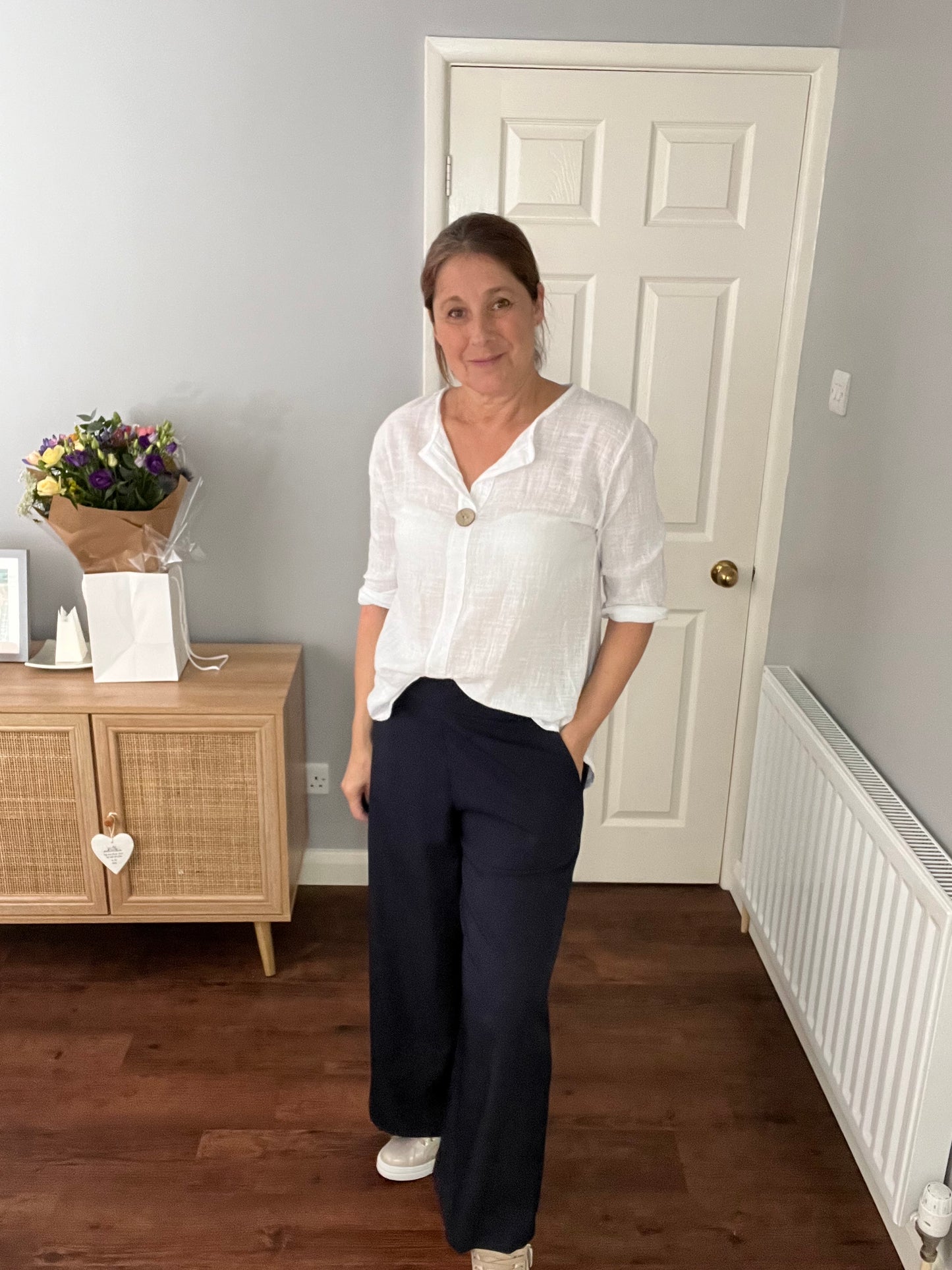 WIDE LEG TROUSERS NAVY