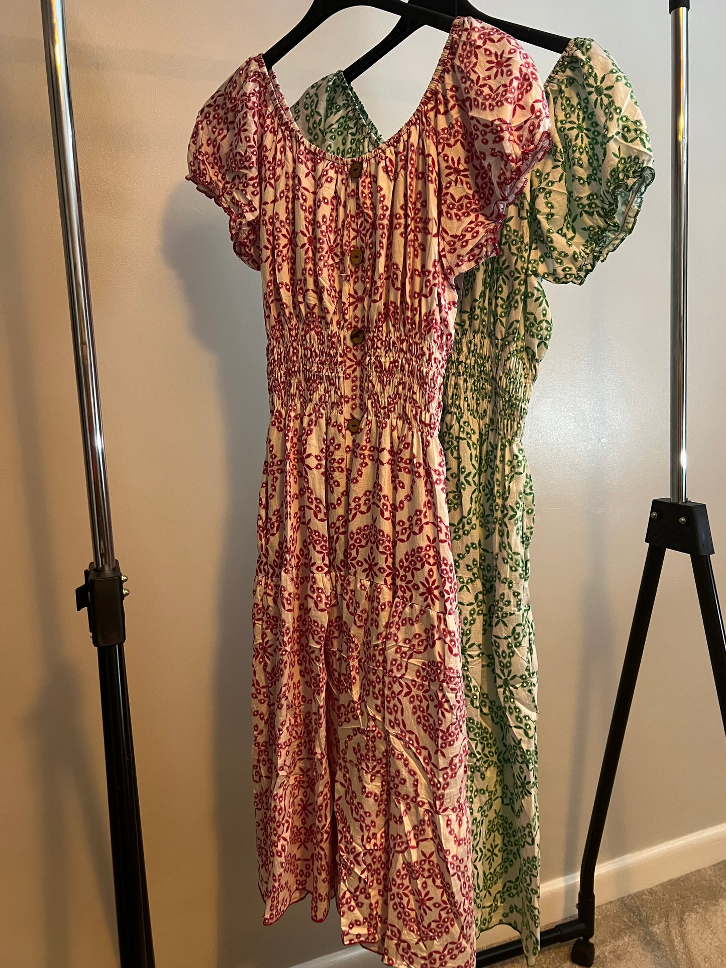 SUMMER MIDI DRESS GREEN/WHITE