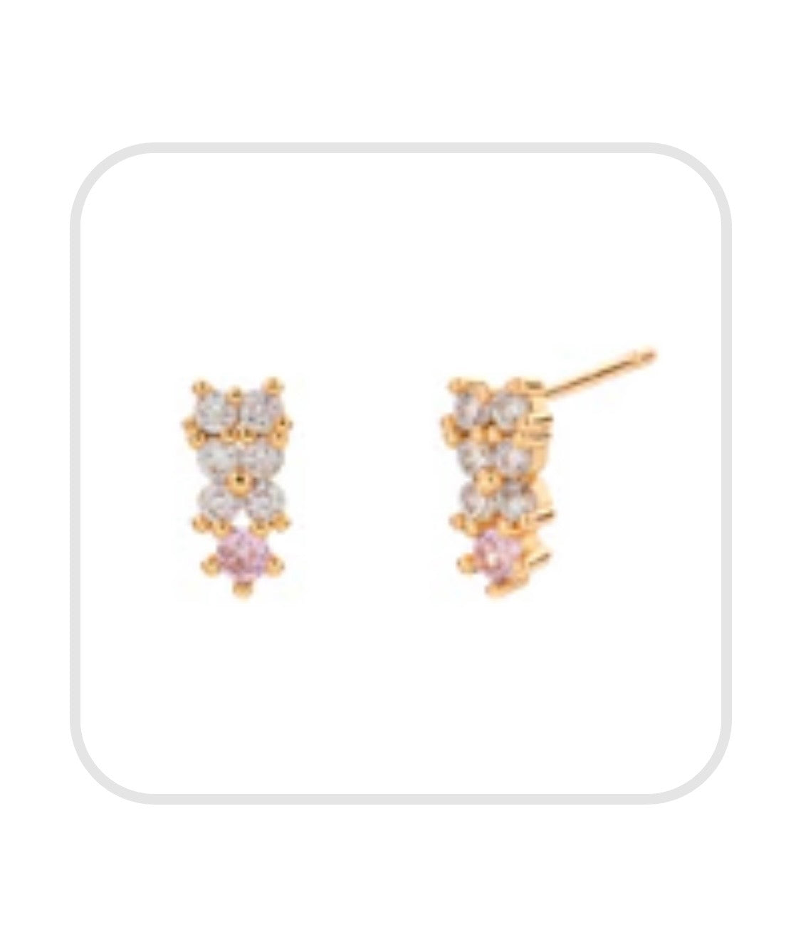 GOLD AND PINK STUD EARRINGS
