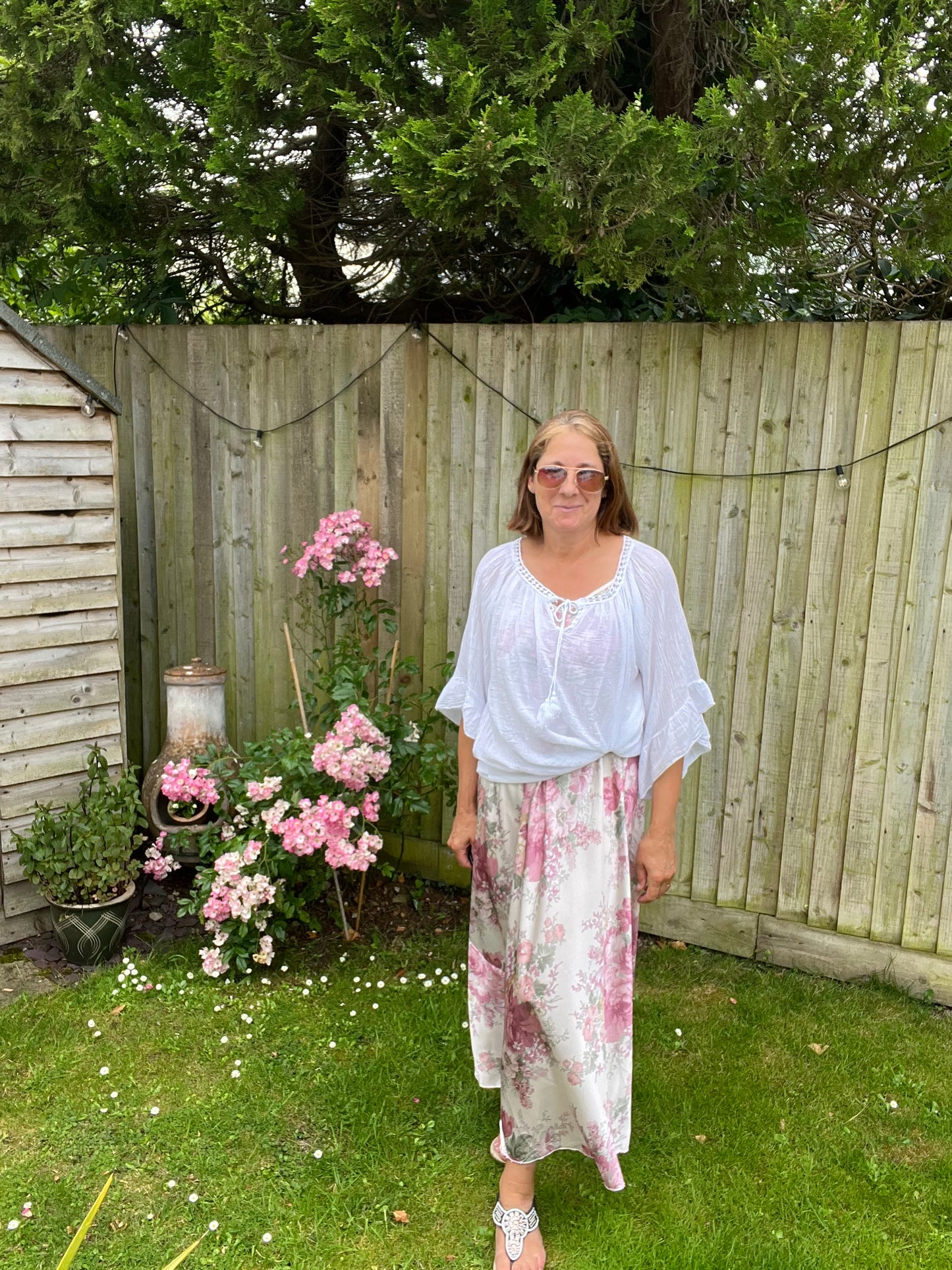 FLORAL PRINT CAMI SATIN DRESS PINK