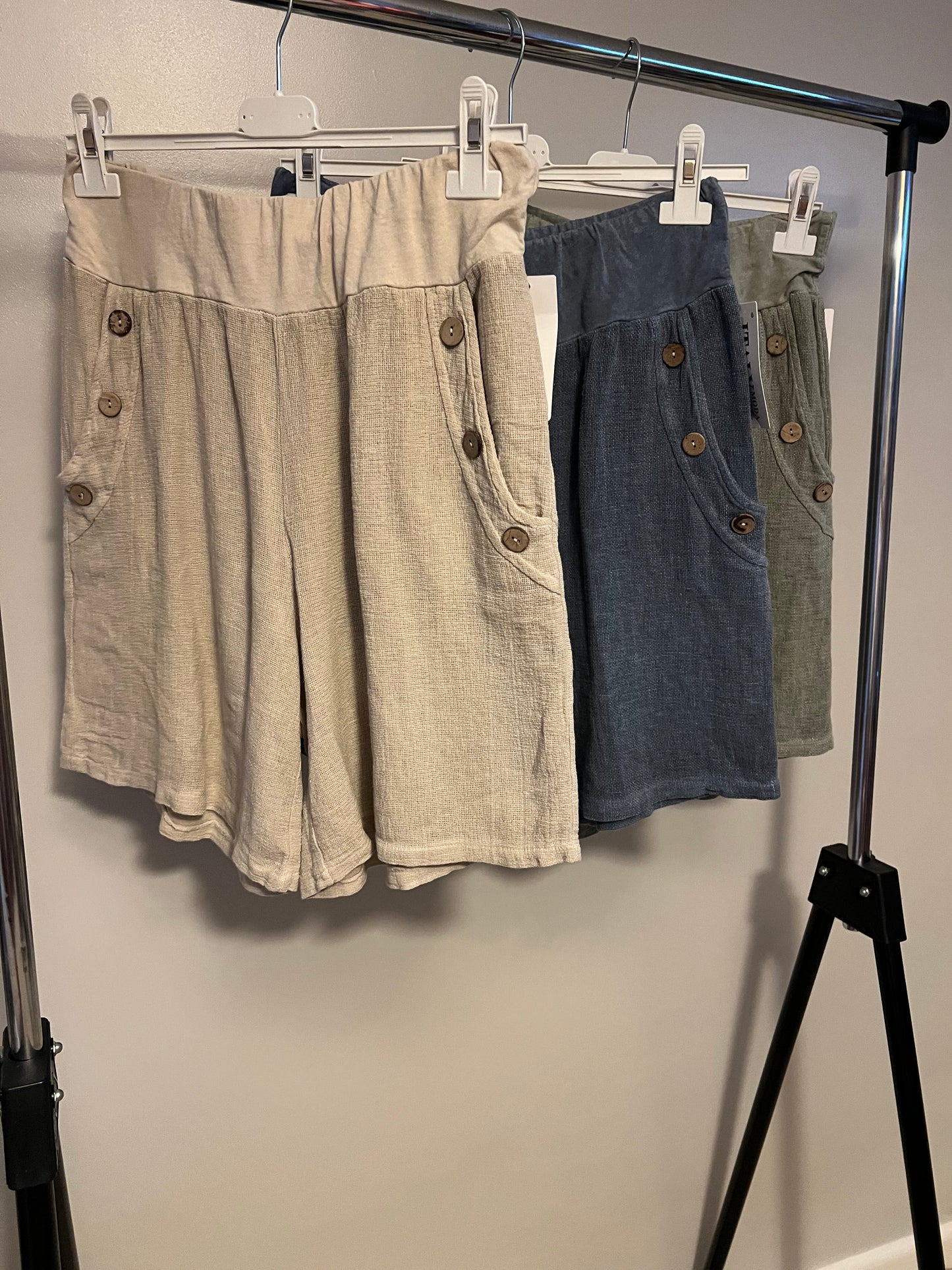 WASHED LINEN SHORTS STONE