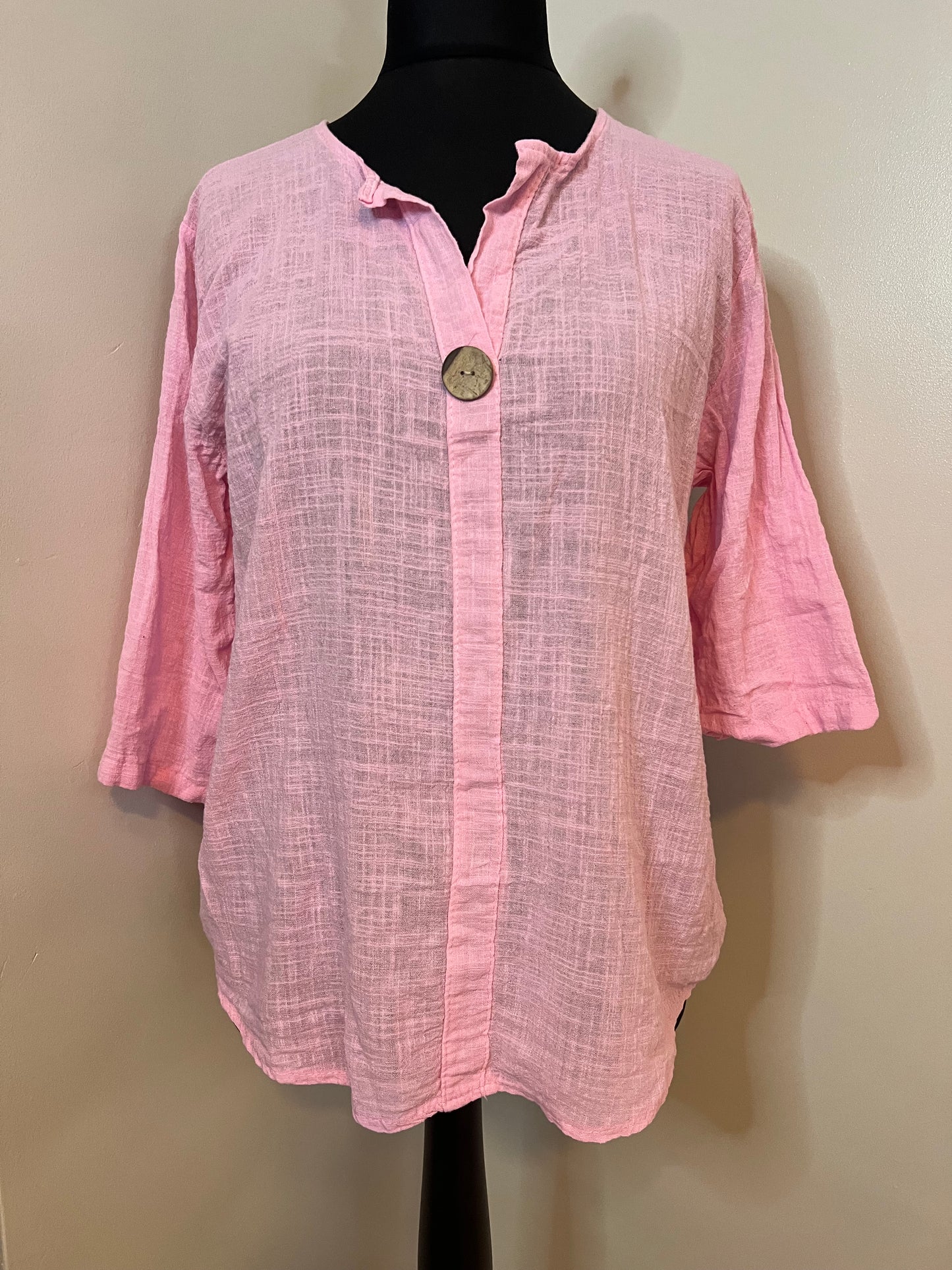 COTTON BUTTON TOP PALE PINK