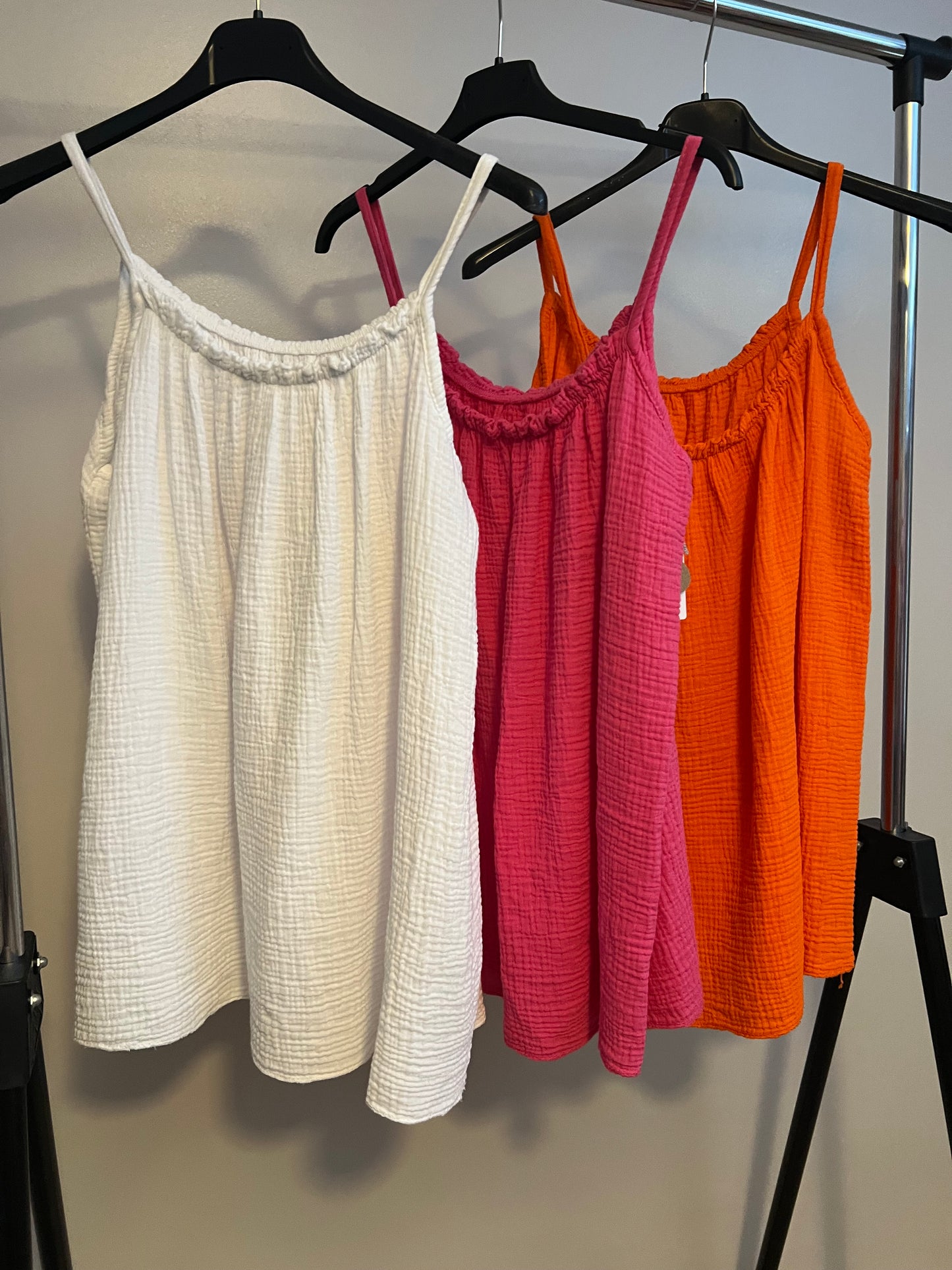CHEESECLOTH COTTON VEST TOP (VARIOUS)