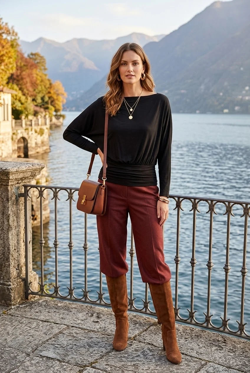 JERSEY BATWING TOP BLACK