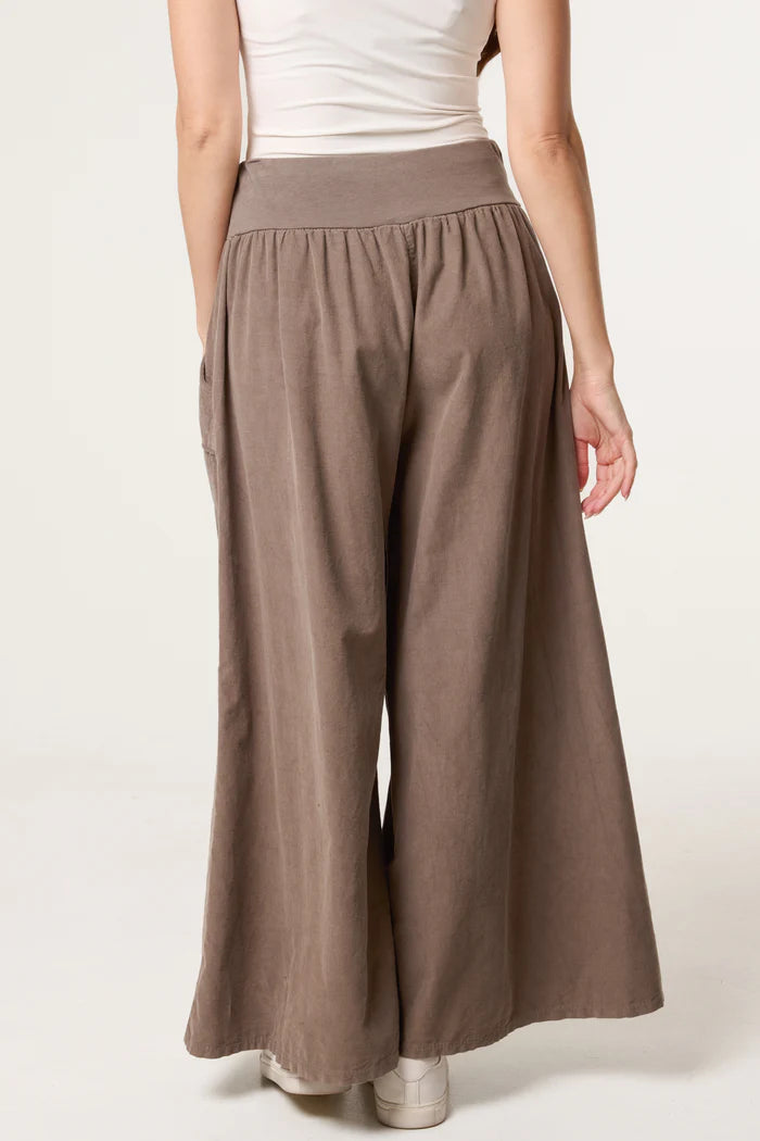 NEEDLECORD WIDE LEG PALAZZOS MOCHA