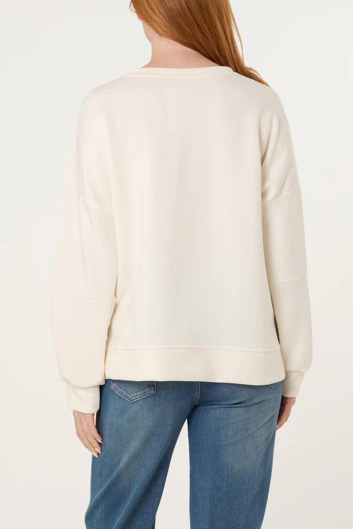 AMORE HIGH LOW SWEATSHIRT CREAM