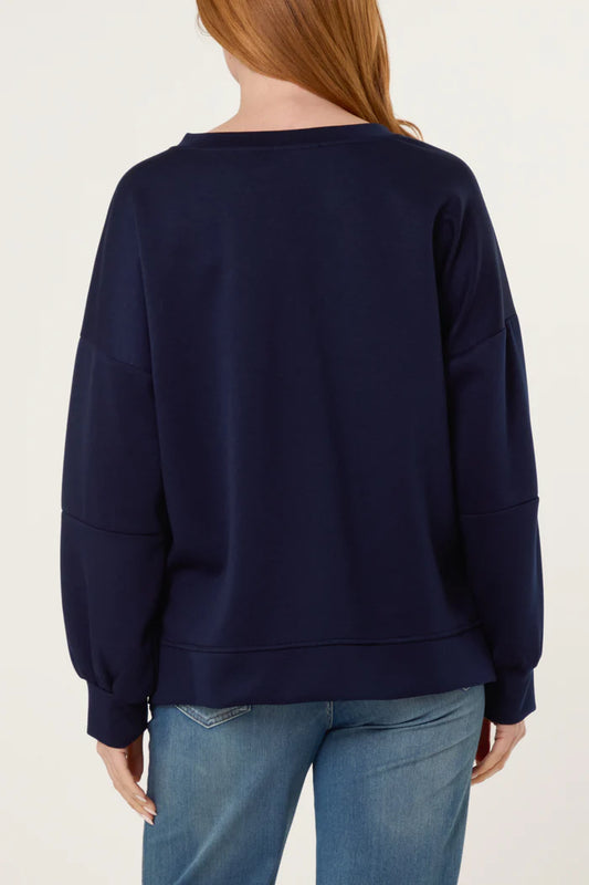 AMORE HIGH LOW SWEATSHIRT NAVY