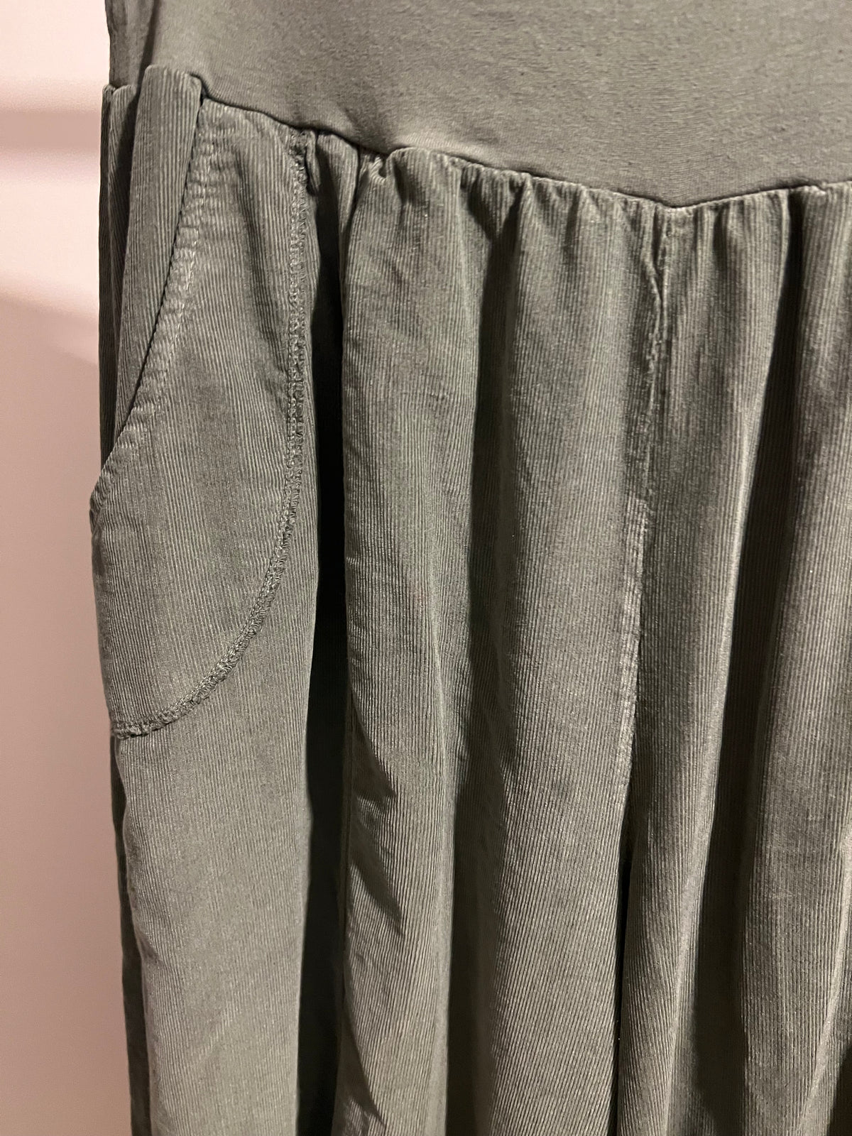 NEEDLECORD WIDE LEG PALAZZOS KHAKI
