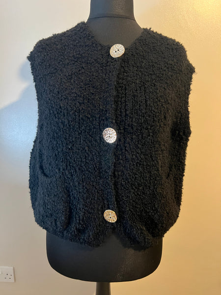 BOUCLE GOLD BUTTON TANK BLACK