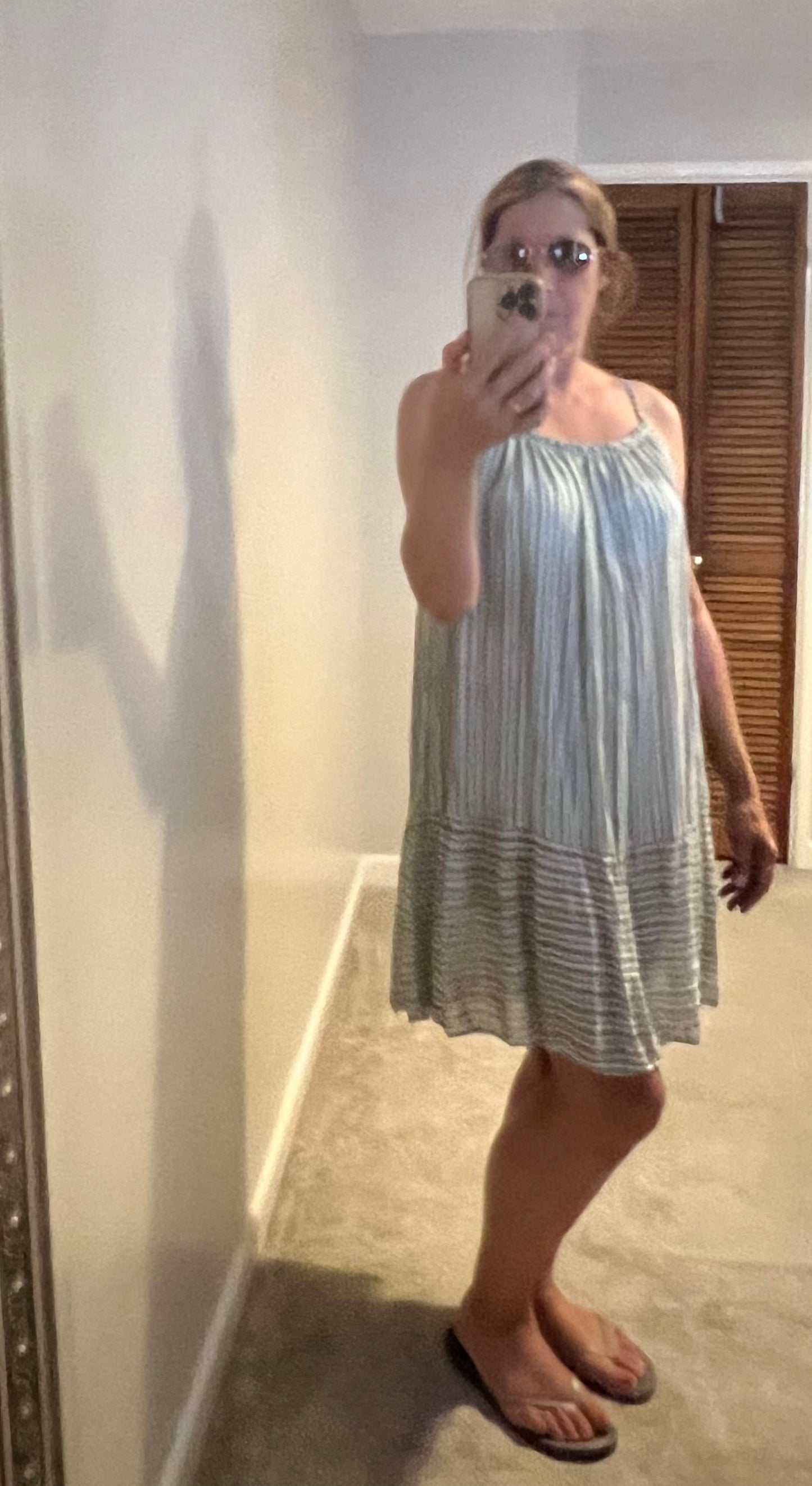 STRIPE MIDI DRESS PINK/KHAKI/BLUE