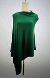SOFT KNIT PONCHO GREEN/LIGHT GREY/DENIM BLUE