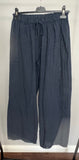 COTTON WIDE LEG TROUSER NAVY