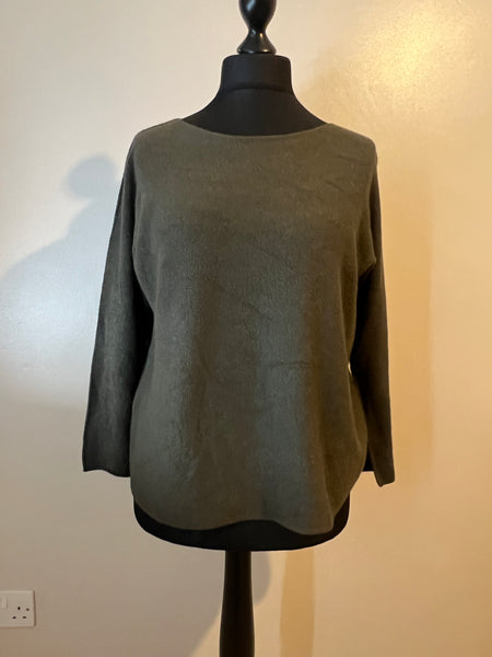 ROUND NECK SOFT JUMPER DARK KHAKI