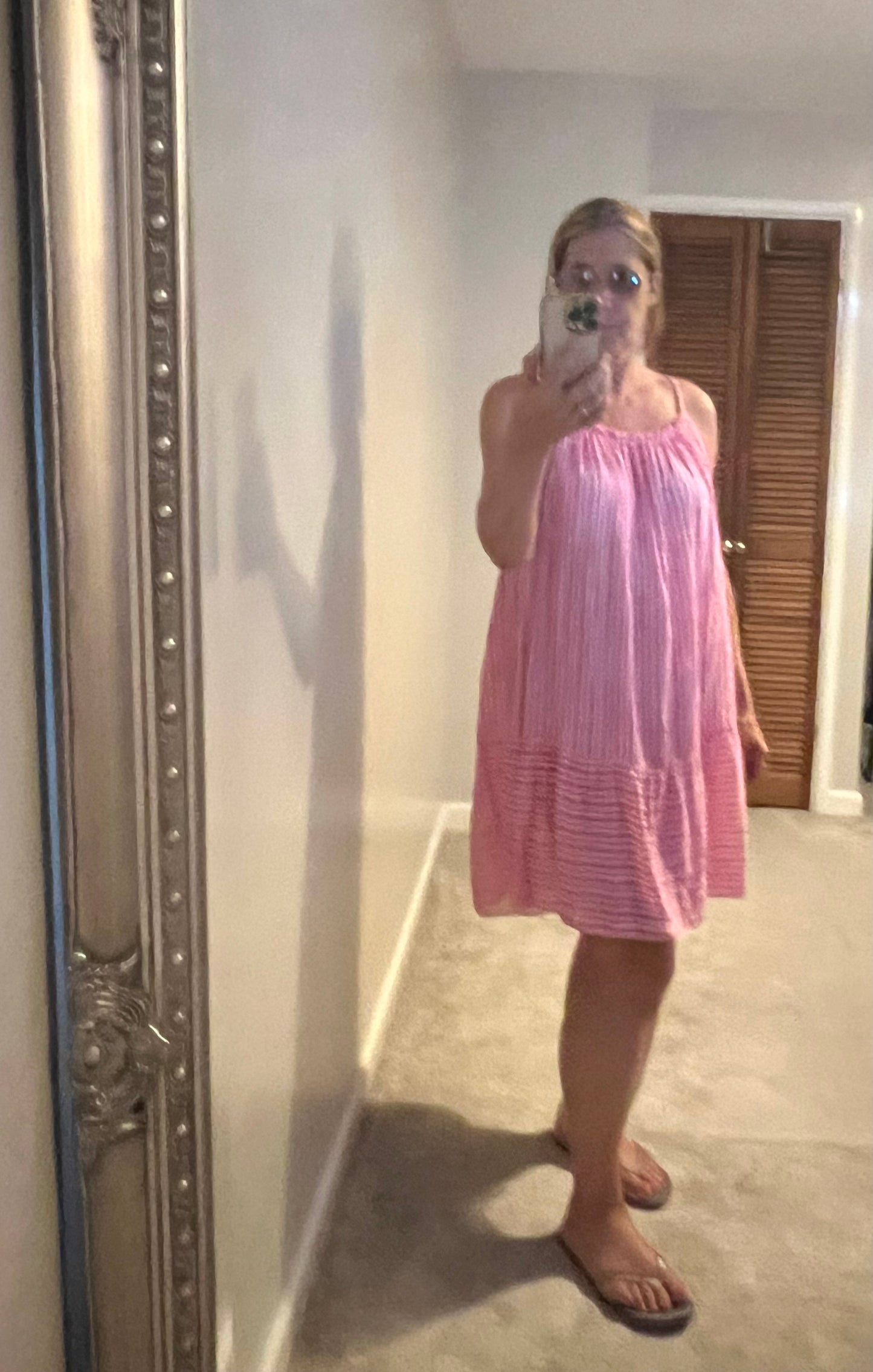 STRIPE MIDI DRESS PINK/KHAKI/BLUE