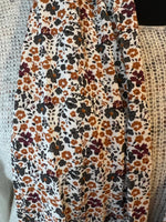 DOUBLE LAYER KNIT AND FLORAL SCARF CREAM