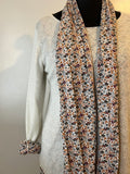 DOUBLE LAYER KNIT AND FLORAL SCARF CREAM