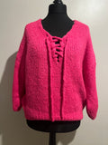 SOFT LACE UP KNIT FUCHSIA