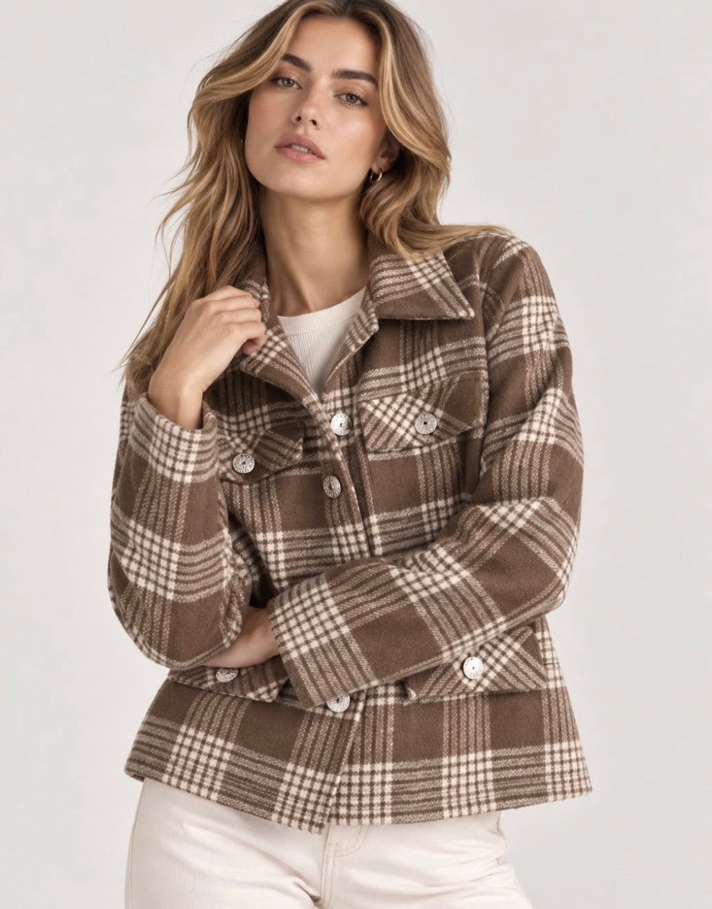 CHECK JACKET CHOCOLATE / KHAKI / GREY