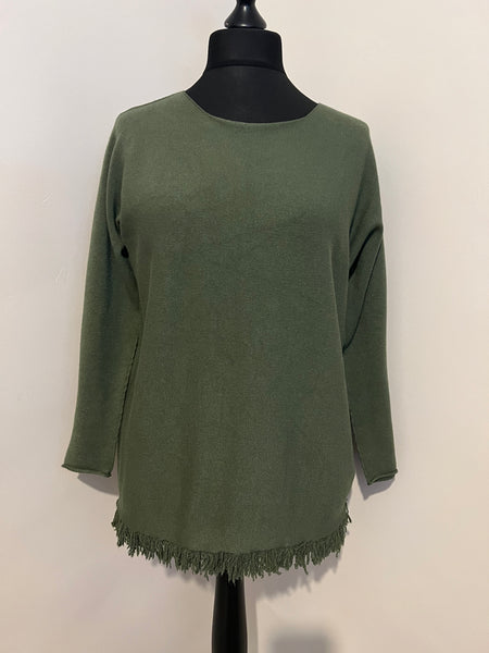 SOFT FRINGE HEM JUMPER KHAKI