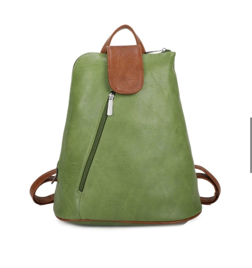 BACKPACK IN GREEN AND TAN