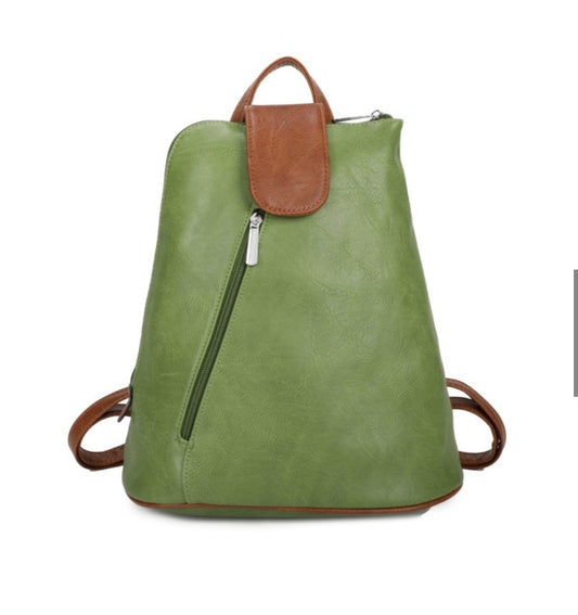 BACKPACK IN GREEN AND TAN