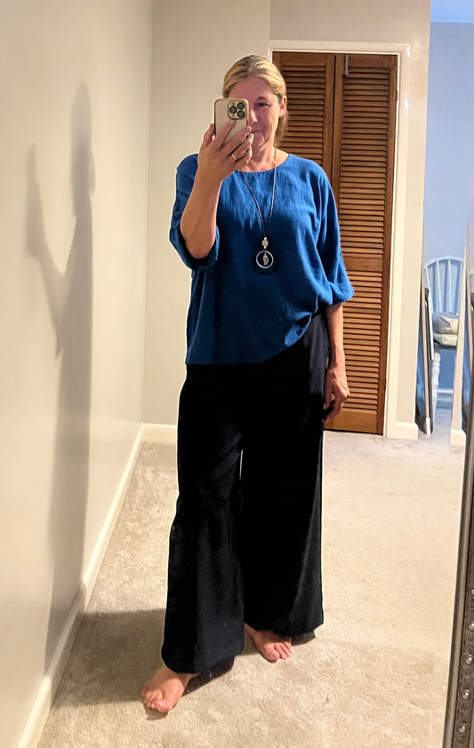 COTTON NECKLACE TOP ROYAL BLUE