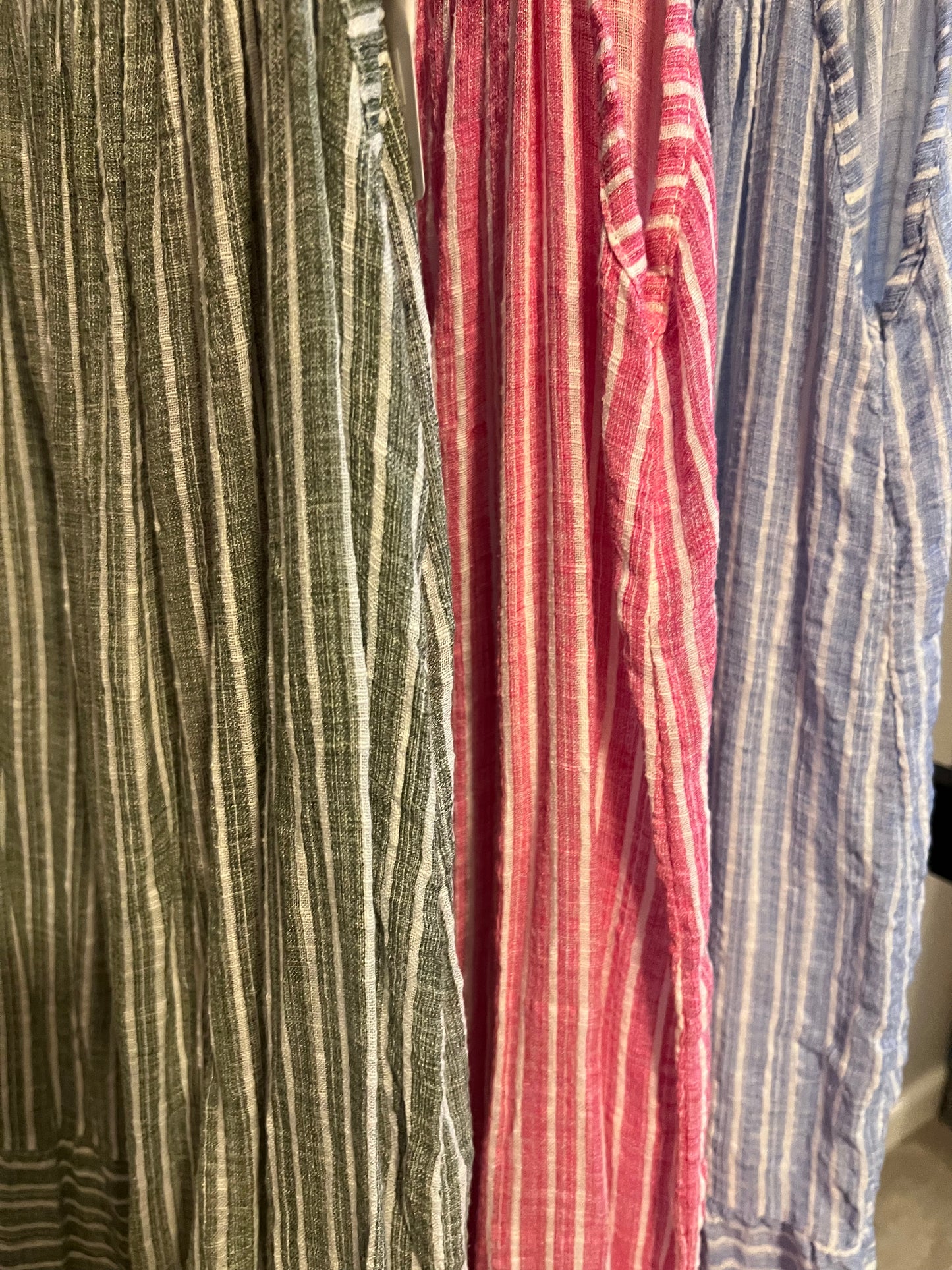 STRIPE MIDI DRESS PINK/KHAKI/BLUE