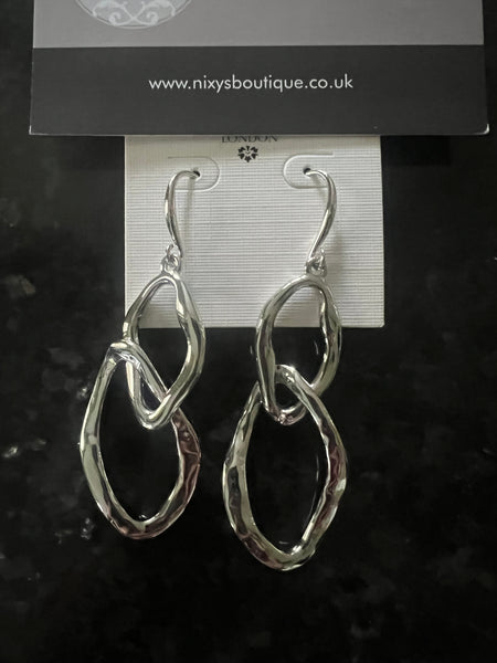 SILVER PLATED ABSTRACT HOOK EARRINGS