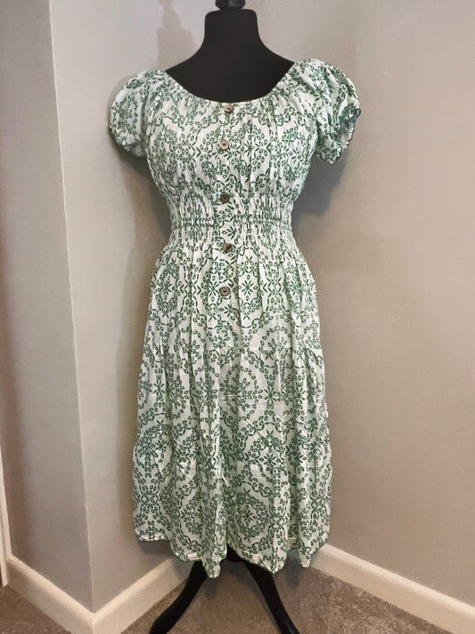 SUMMER MIDI DRESS GREEN/WHITE