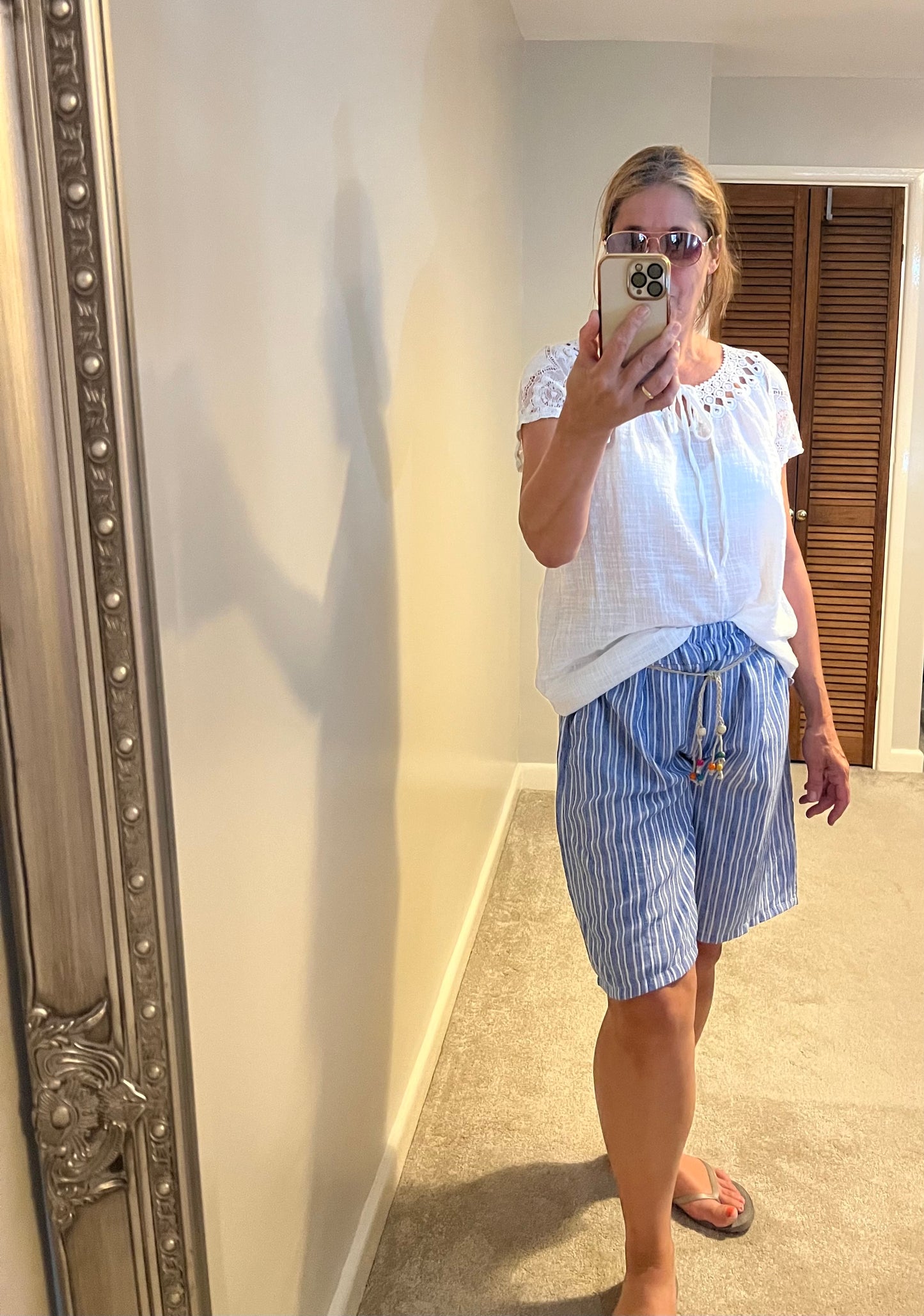 STRIPE SHORTS BLUE/KHAKI