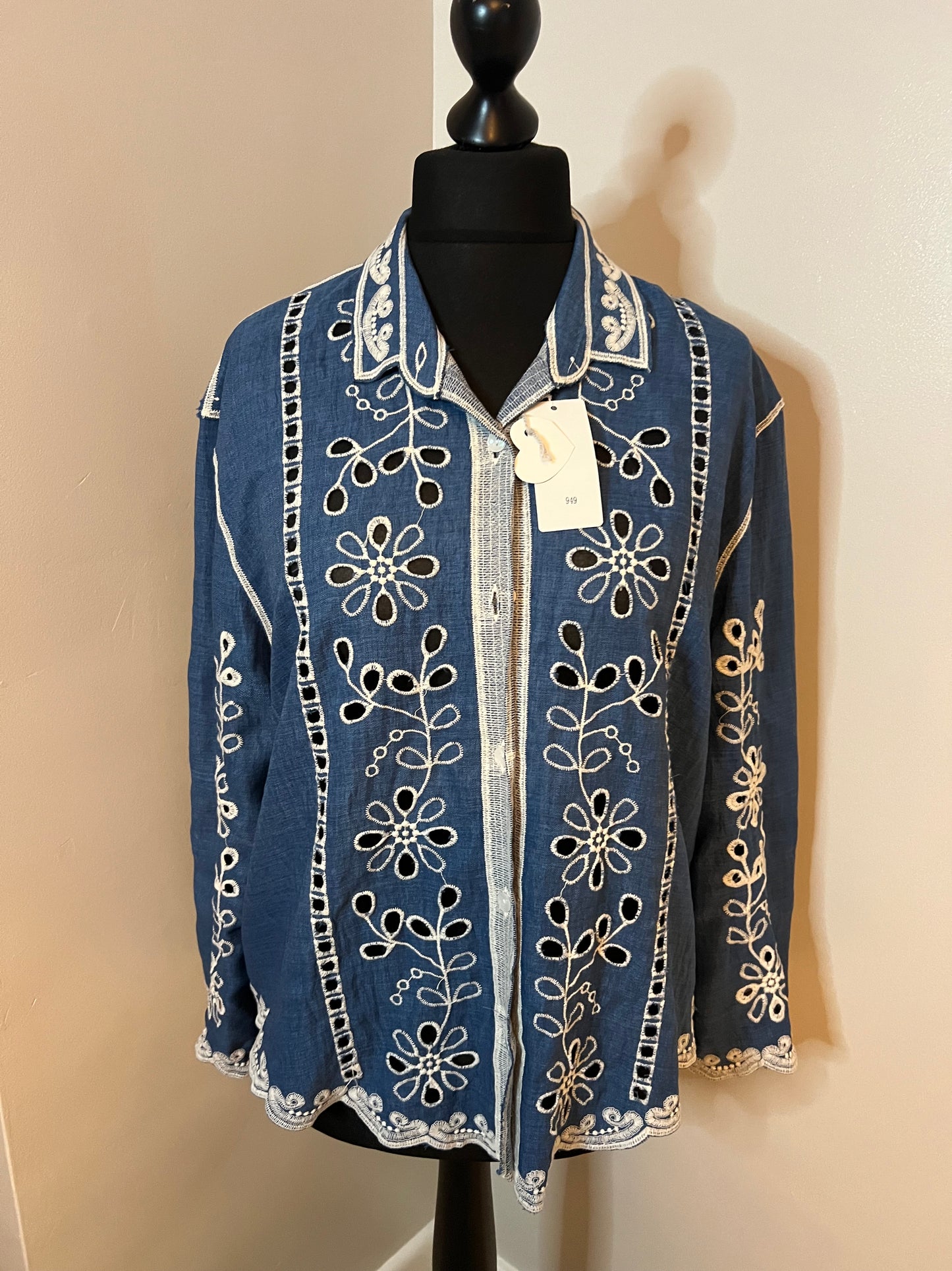 FLORAL SHACKET DENIM