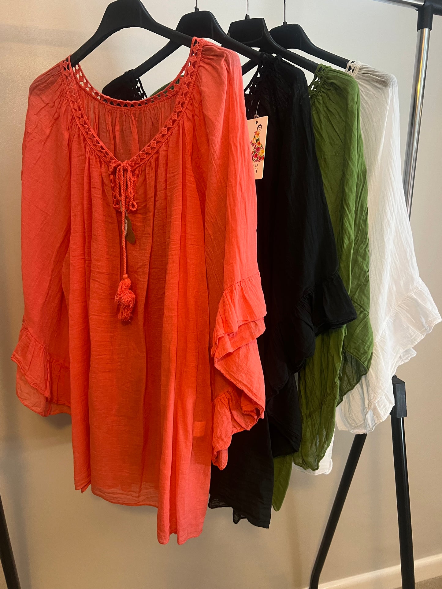 BOHO COTTON GYPSY TOP KHAKI