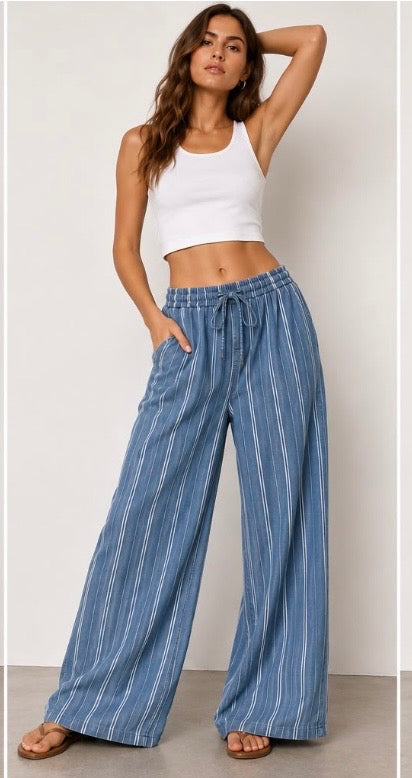 PINSTRIPE WIDE LEG TROUSERS (VARIOUS)