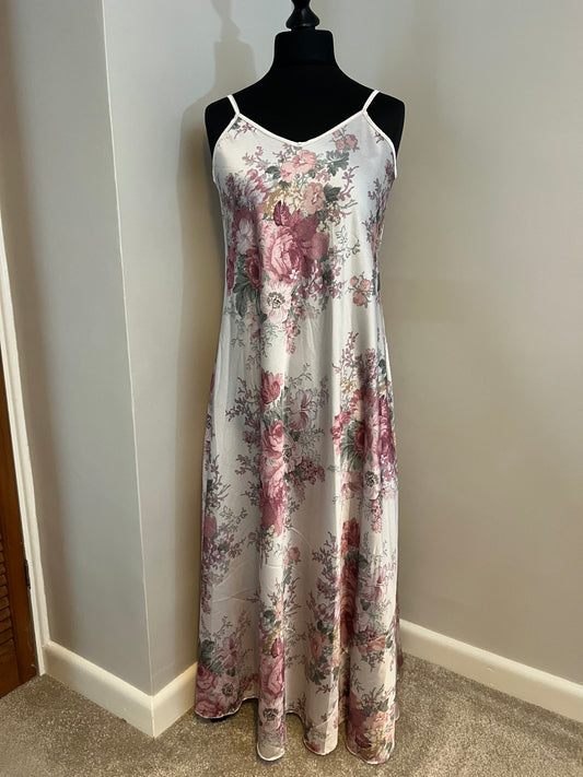 FLORAL PRINT CAMI SATIN DRESS PINK