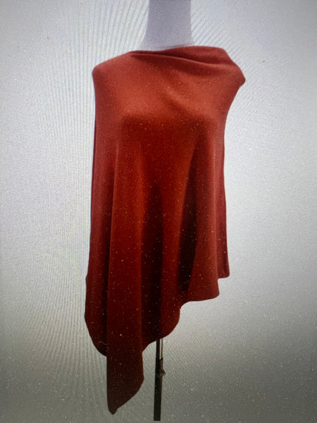 SOFT KNIT PONCHO BLACK/CHESTNUT/TAUPE