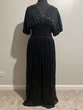 SHIRRED WAIST SEQUIN DRESS BLACK