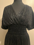 SHIRRED WAIST SEQUIN DRESS BLACK