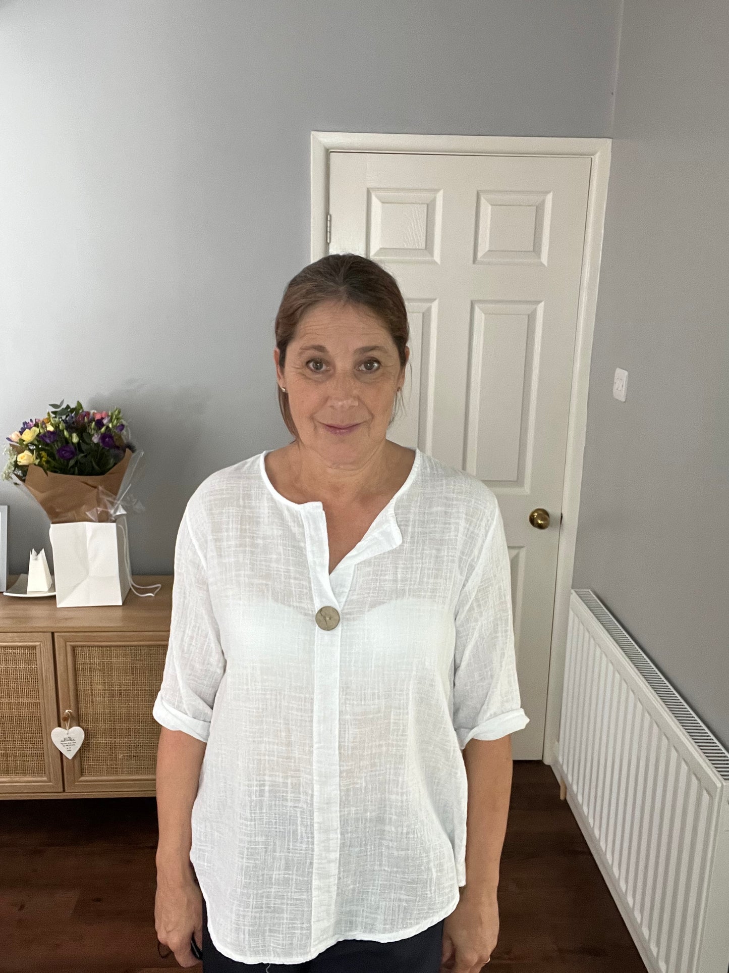 COTTON BUTTON TOP WHITE