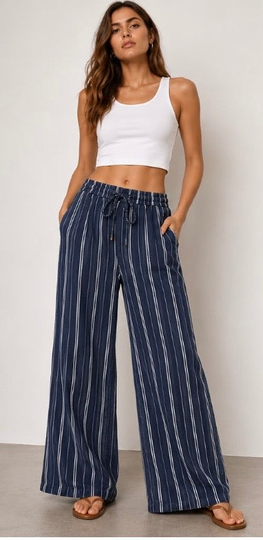 PINSTRIPE WIDE LEG TROUSERS (VARIOUS)