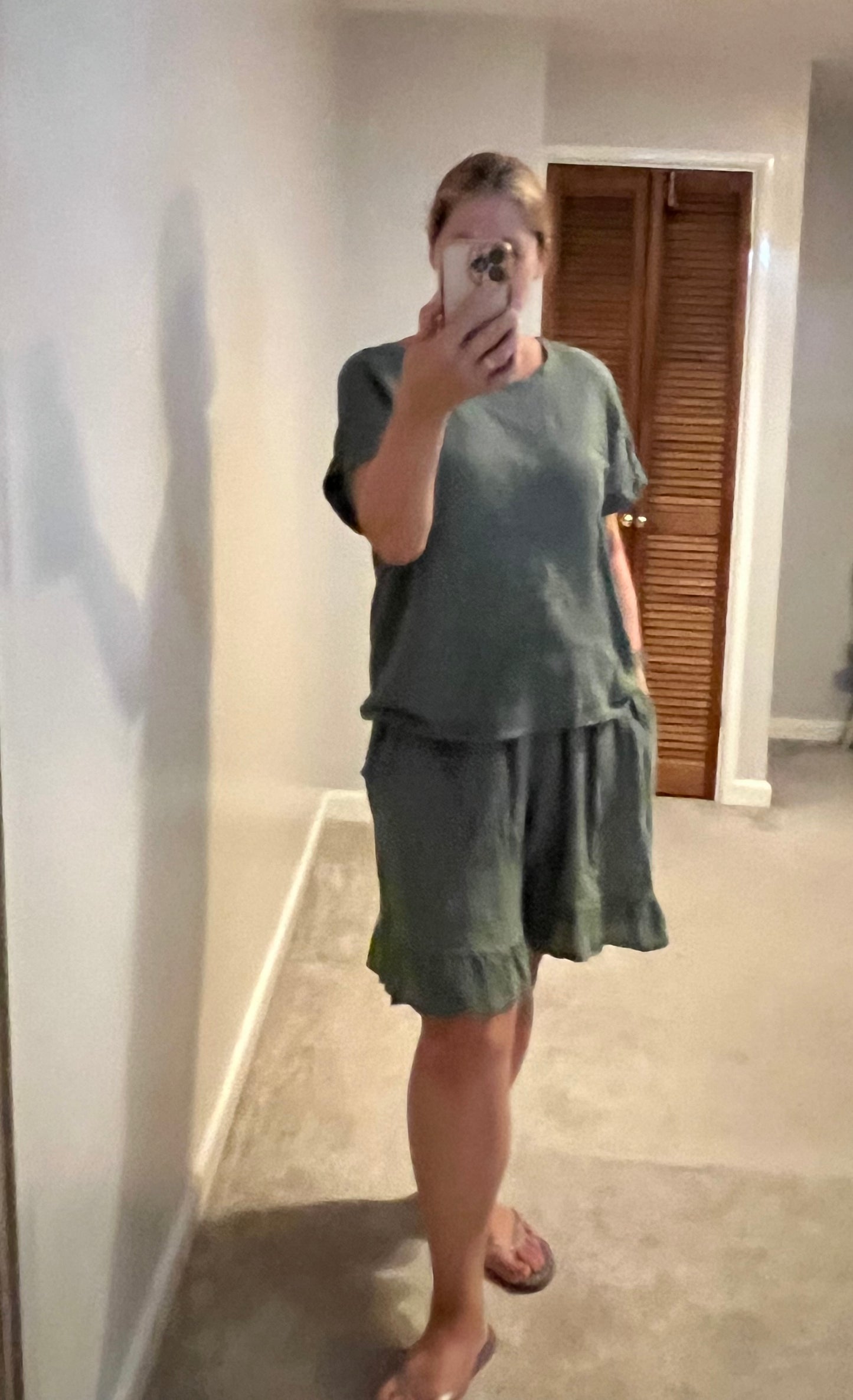 COTTON TOP/SHORTS CO-ORD FUCHSIA/KHAKI/NAVY