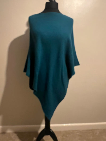 SOFT KNIT PONCHO TEAL
