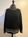HIGH NECK CONTRAST SOFT KNIT BLACK