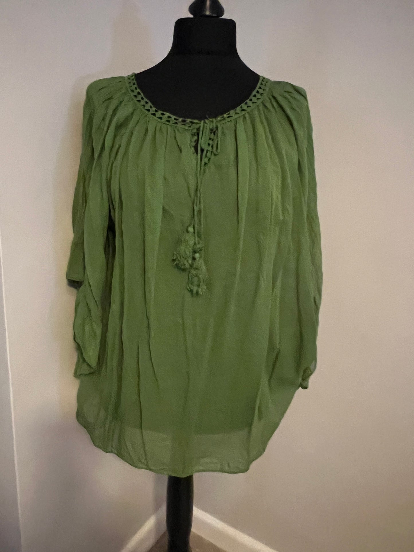 BOHO COTTON GYPSY TOP GREEN