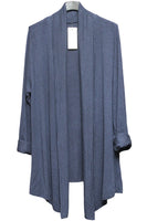 FINE KNIT WATERFALL CARDI IN NAVY