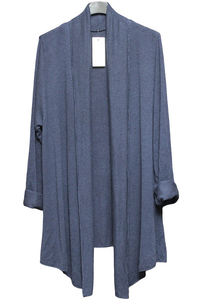 FINE KNIT WATERFALL CARDI IN NAVY