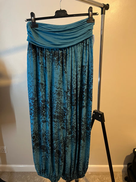 SUPER SOFT FLORAL HAREM PANTS TEAL