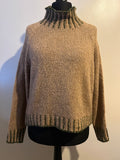HIGH NECK CONTRAST SOFT KNIT DARK MOCHA