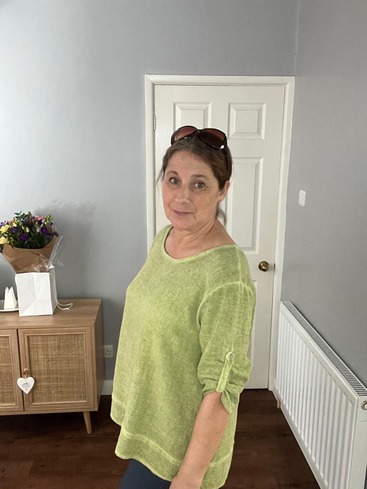 WASHED LINEN TOP LIME